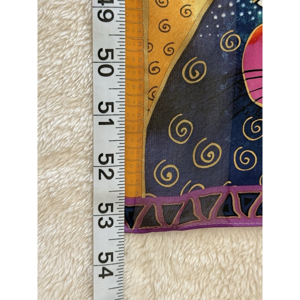 2015 Laurel Burch 100% Silk Scarf Indigo Cats & Butterflies 53x11 Wearable Art - Picture 11 of 11